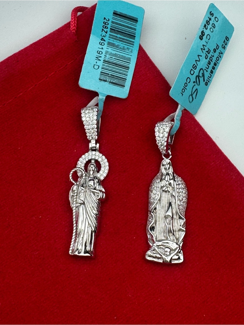 Moissanite san Judas or Guadalupe Sterling silver $60 each
